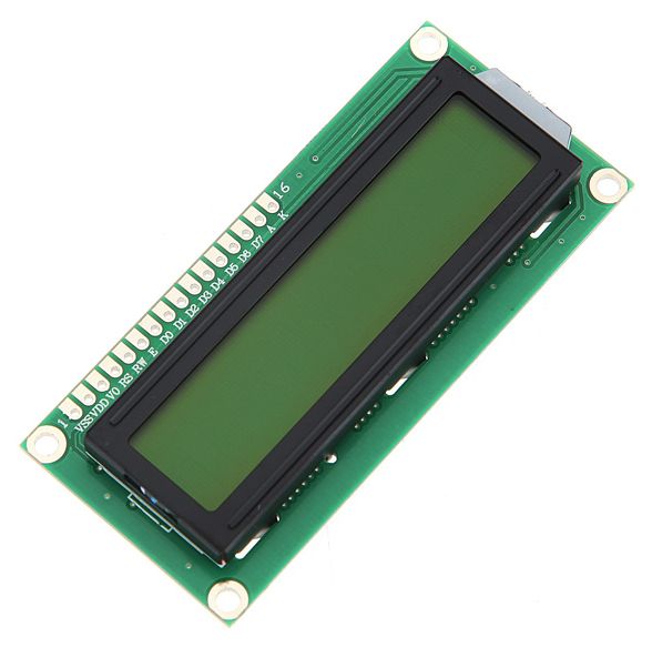 Display LCD 1602 16x2 karakters module zwart op groen HD44780 interface